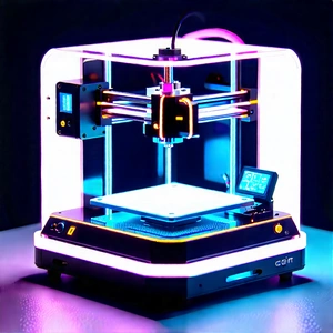 3d Printer With Neon Accents With Printer Shown
