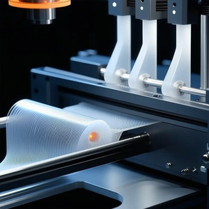 A Machine Is Shown In The Image, With A Piece Of Plastic Or A Plastic Sheet Being Processed
