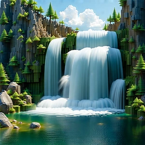 Nature Macro Photography: Waterfall in summer