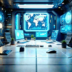 (futuristic:1.43) Tech Startup Office With Futuristic Office