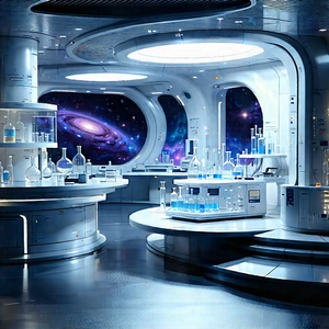 Futuristic Research Laboratory With Image, There