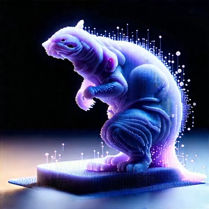 3d Printer With (digital:1.36) Particles With Blue White