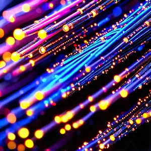 Close-up of fiber optic cables
