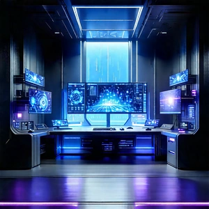 (futuristic:1.39) Digital Workspace With Image, There