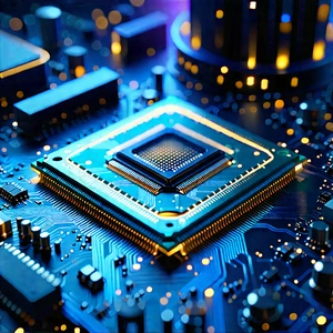 Close-up Of Microprocessor With Close-up Computer