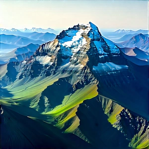 Nature Digital Illustration: Aerial View Of (mountain:1.46) Range With Large Mountain