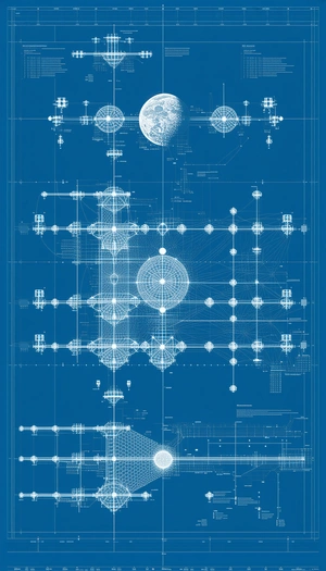 blueprint spacecraft, featuring detailed diagram