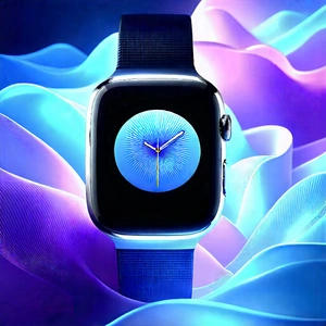 Smart Watch With Glowing Screen With Close-up Watch
