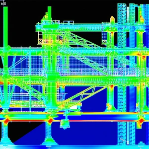 A Large, Blue, Three-dimensional Model Of A Building Is Displayed On A Computer Screen