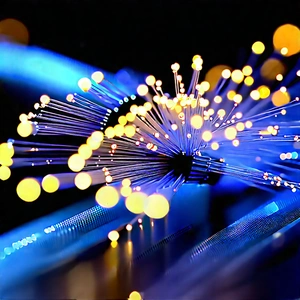 Close-up Of Fiber Optic Cables With Close-up Blue