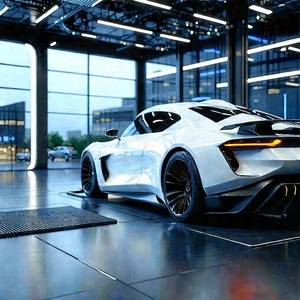 Automotive Technology In Research Center With White Sports