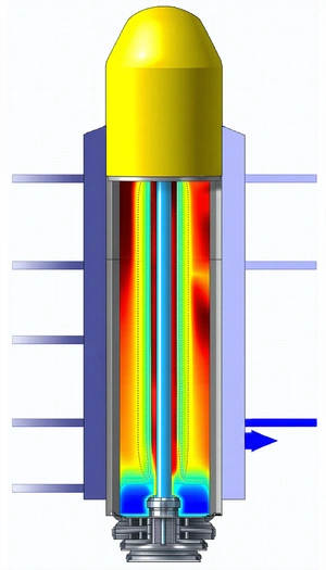 A Yellow And Blue Light Bulb, Which Appears To Be A Neon Light
