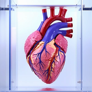 A Heart Is Displayed In A Glass Case, Showcasing Its Intricate Structure