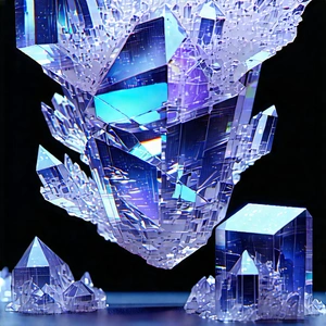 Abstract Cyberpunk Style: Macro View Of Crystalline Structure With Large, Clear