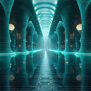 (futuristic:1.42) tech startup office