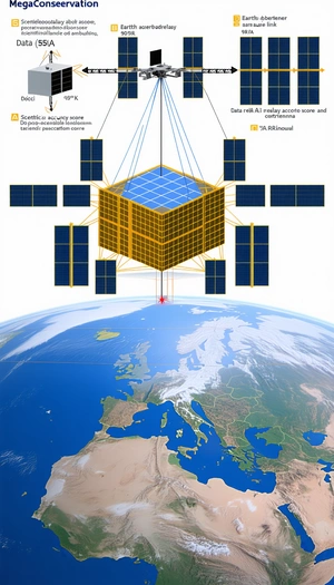 A Large Satellite, Which Appears To Be A Space Station, Hovering Over The Earth