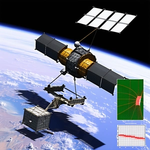 A Space Station With A Large Satellite Attached To It