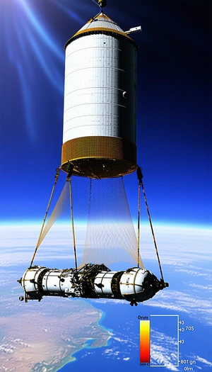 A Large Spacecraft, Possibly A Space Shuttle, Being Transported By A Crane