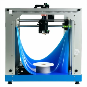 A Blue Machine Is Making A Blue Plastic Tube