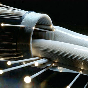 Close-up of fiber optic cables