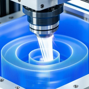 A Machine Is In The Process Of Making A Clear Plastic Object