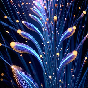Close-up of fiber optic cables