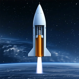 A Rocket Is Seen In The Sky, With Its Tail End Visible