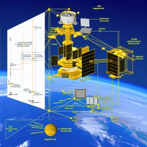 The Image Is A Diagram Of A Spacecraft, Showing Its Various Components And Their Connections