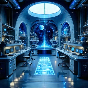 (futuristic:1.48) Research Laboratory With Image, There