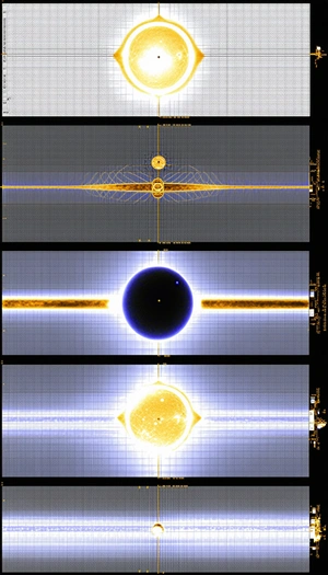 The Image Is A Series Of Three Pictures, Each Showing A Different Perspective Of A Solar System