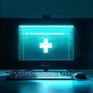 Healthcare Technology In Field Deployment With Computer Monitor