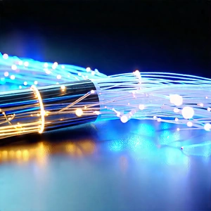 Close-up Of Fiber Optic Cables With Close-up Blue