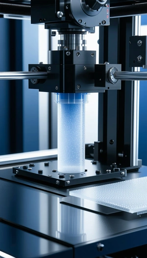 A Machine With A Blue Plastic Tube Inside Of It
