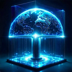 Machine Learning Visualization With Blue Globe