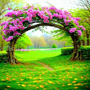 Nature Tilt-Shift Photography: Natural arch in spring bloom