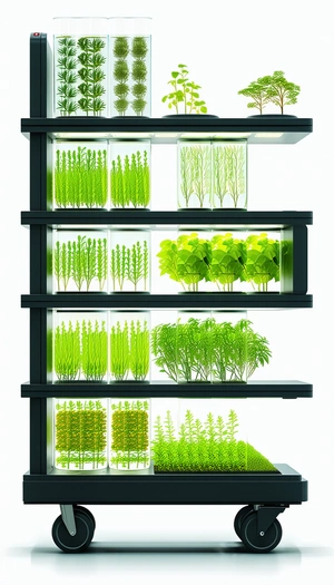display case filled various plants