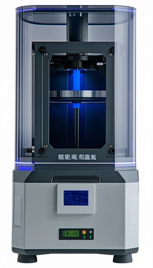 A Large Machine Is Shown In The Image, With A Blue Light Shining On It
