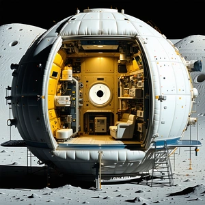 A Large White Spacecraft With A Dome-shaped Structure