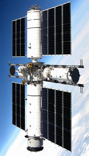 A Space Shuttle With A Large Solar Panel On Its Side