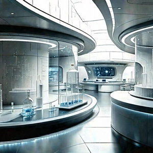 (futuristic:1.39) Research Laboratory With Image, There