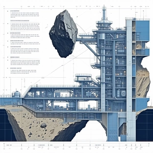 The Image Is A Blueprint Of A Large Structure, Possibly A Building Or A Bridge