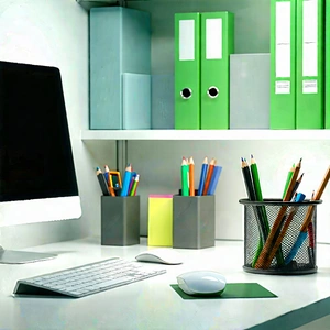 Business Editorial Photography: Workplace with modern office supplies on desk