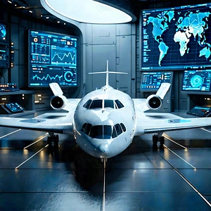 Aerospace Technology In Tech Office With Large White