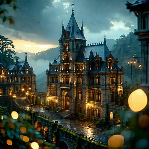 Urban Concept Art: Historic (building:1.41) With Dramatic Lighting With Large, Castle