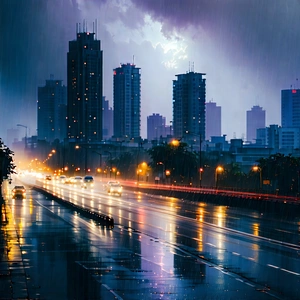 Urban Landscape Photography: Cityscape Of Urban Skyline During Rainy Evening With Captures Rainy