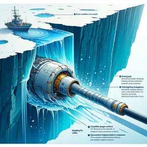 The Image Is A Cartoon Drawing Of A Submarine, Which Is Shown To Be Stuck In A Glacier