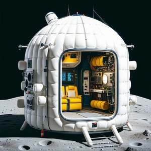 white, round, futuristic-looking spacecraft