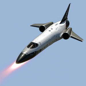 A Jet Is Flying Through The Sky, Leaving A Trail Of Smoke Behind It