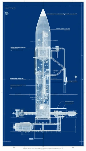 A Blue Drawing Of A Large Pipe Is Displayed