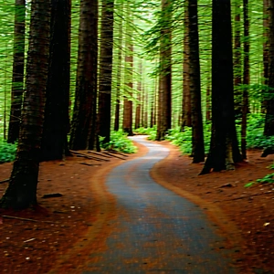 Nature Drone Photography: Path Through Redwood Forest With Forest Path